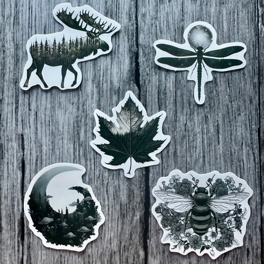 B&W In nature stickers